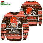 Cleveland Browns Merrykissmyass Funny Santa Claus Christmas Ugly Sweater