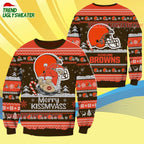 Cleveland Browns Merrykissmyass Funny Santa Claus Christmas Ugly Sweater