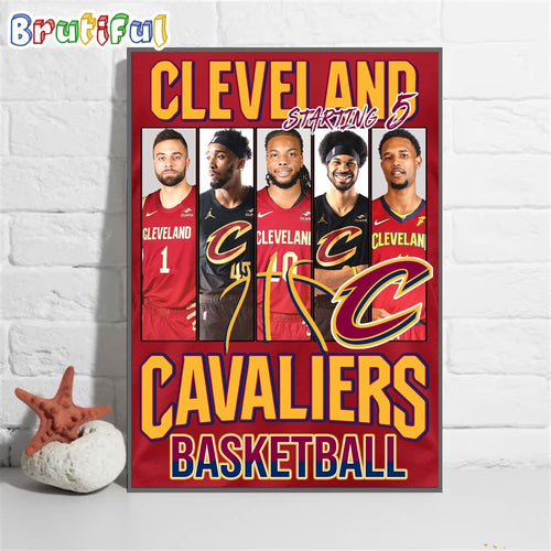 Cleveland Cavaliers Starting 5 Basketball Wall Art Poster Canvas