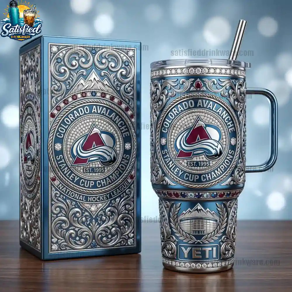 Colorado Avalance 40oz With Handle Yeti Tumbler