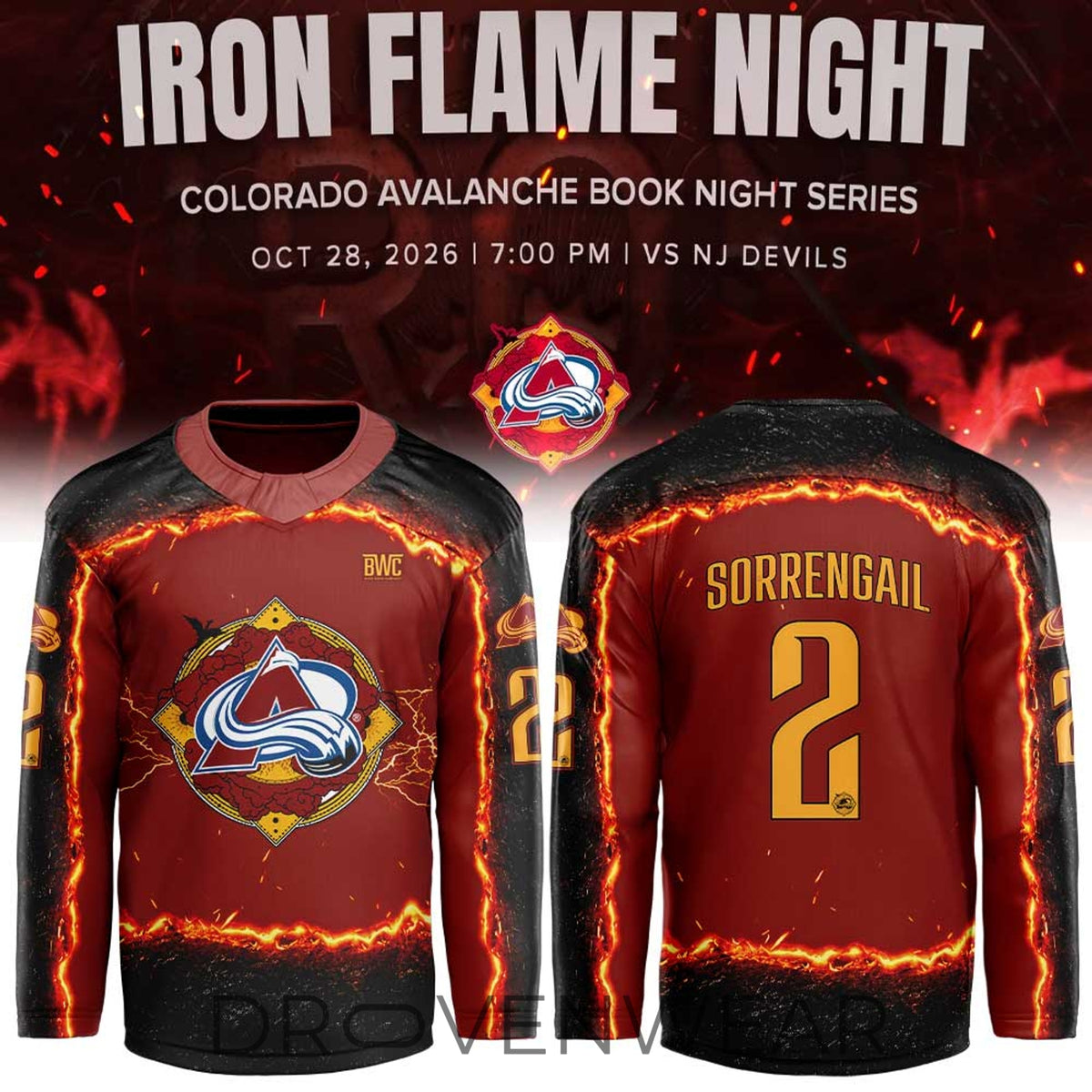 Colorado Avalanche “fourth Wing Night” Book Night Series Limited Edition Hockey Jersey