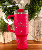 Custom 40oz Laser Engraved Tumbler with Name Valentines Day Gift