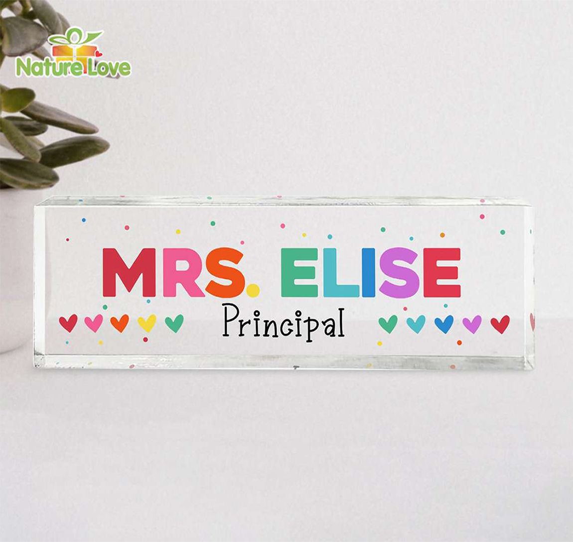 Custom Desk Name Plate for Principal Personalized Acrylic Plaque Back To School Gift