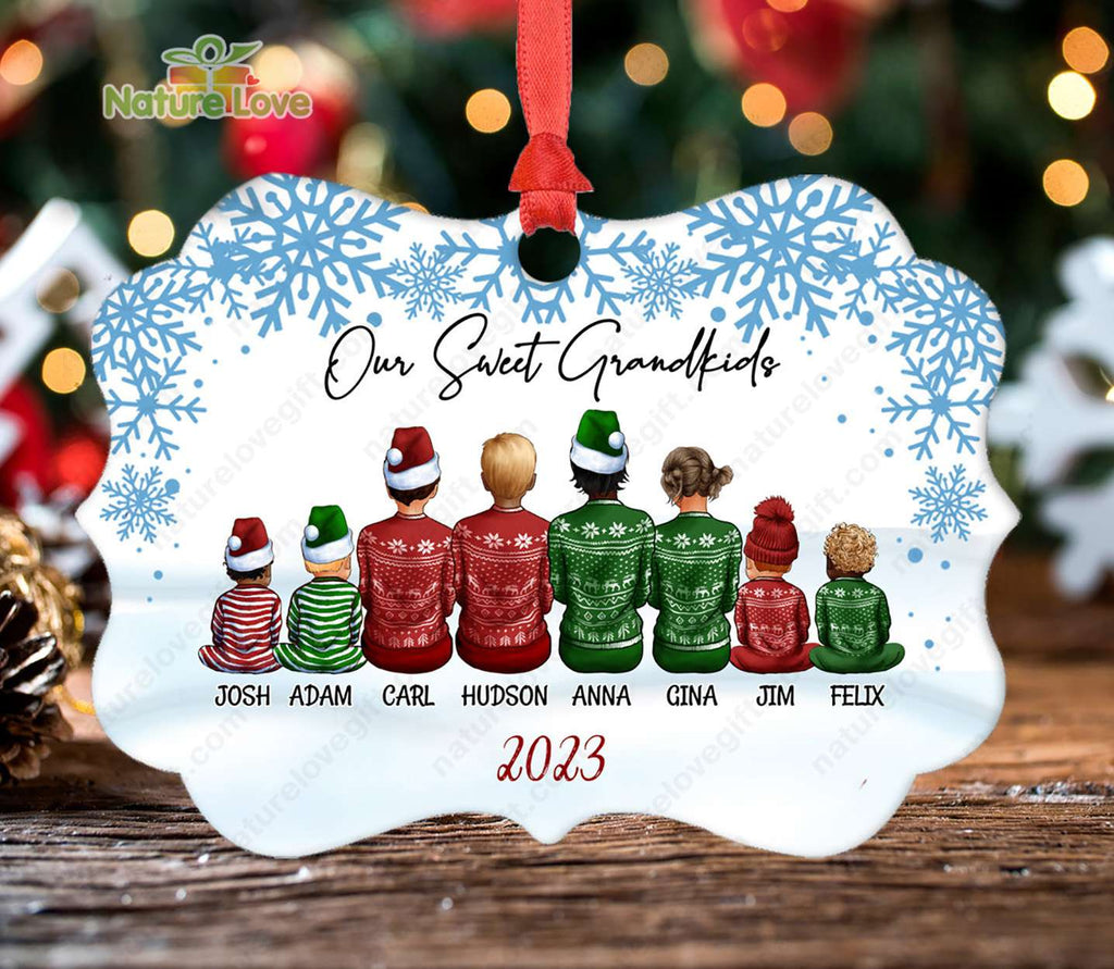 Custom Family Christmas Ornaments Grandkids Name Gift For Grandparents