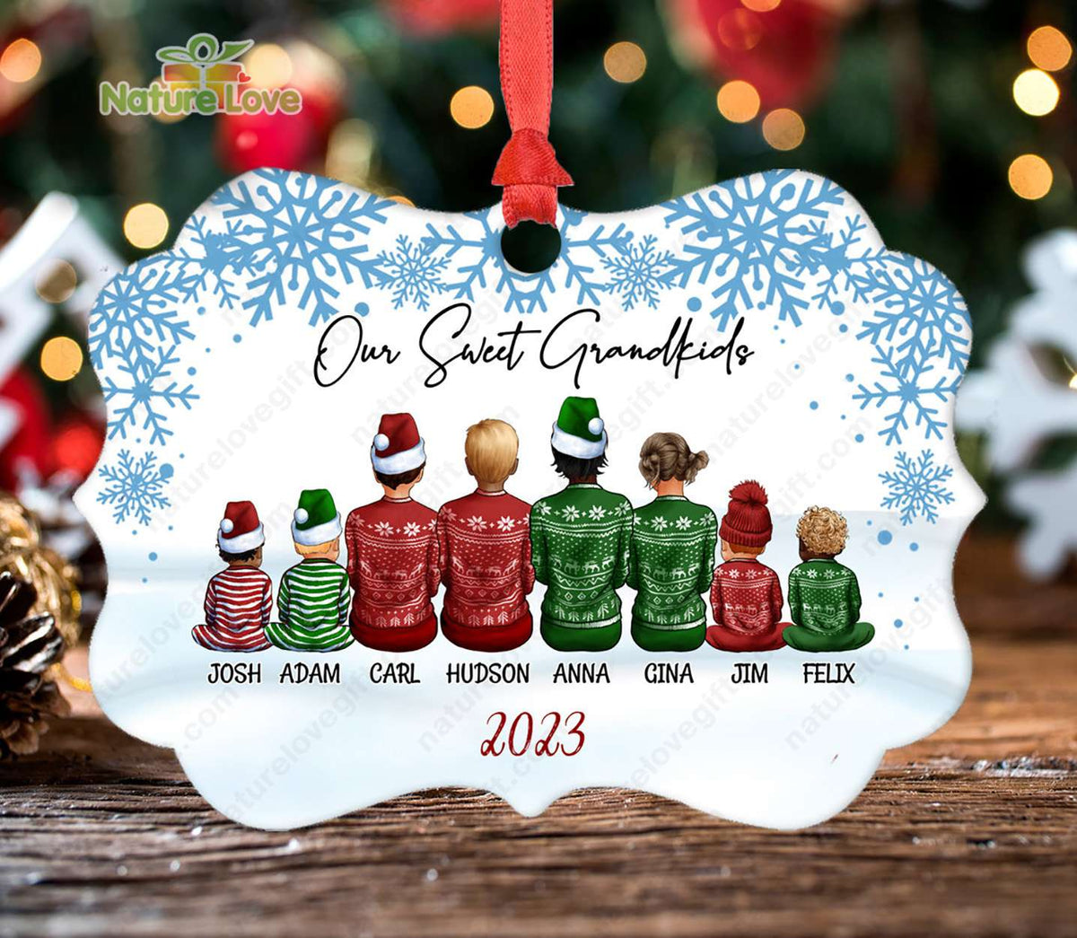 Custom Family Christmas Ornaments Grandkids Name Gift For Grandparents