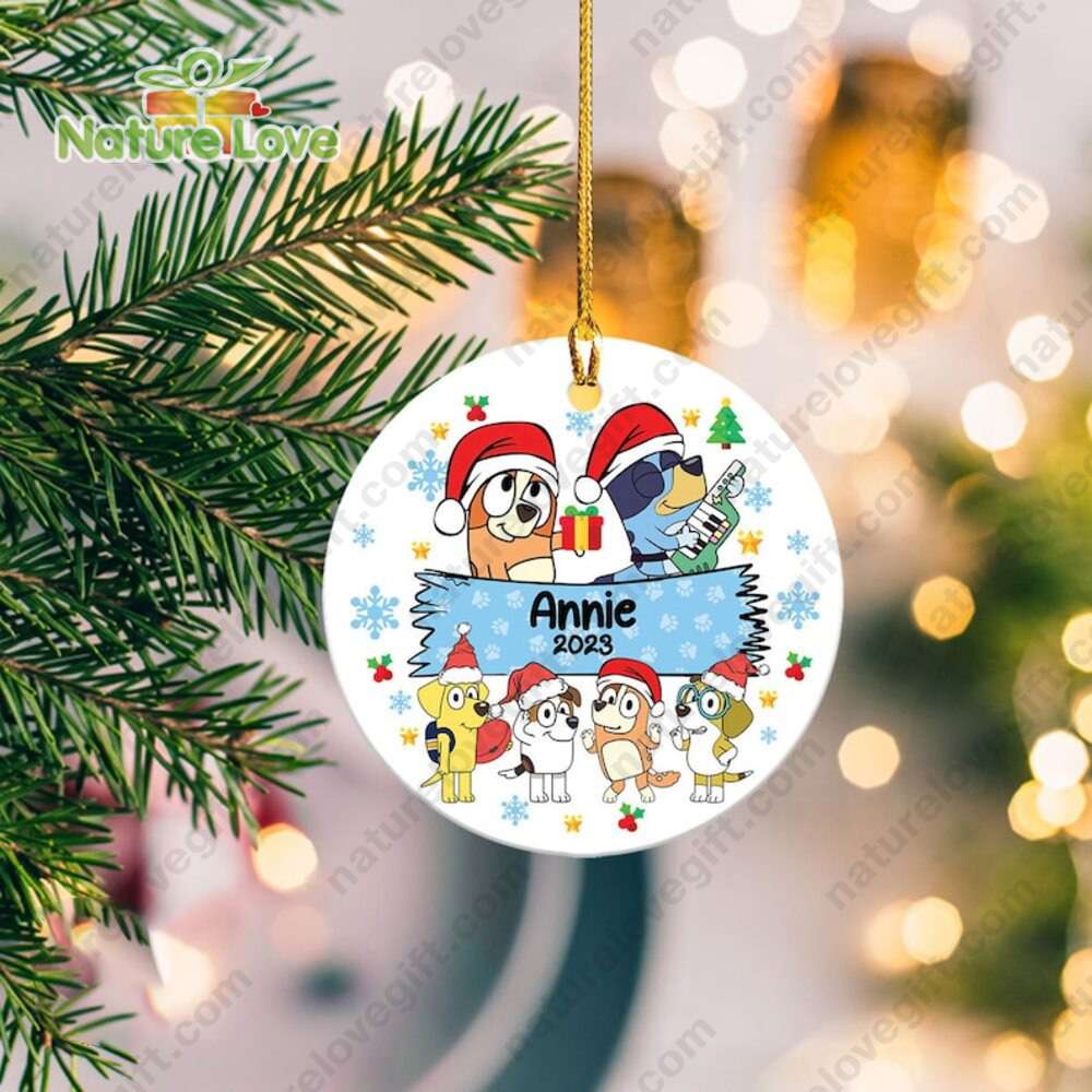 Custom Name Christmas Bluey Ornament Family Xmas Ornaments