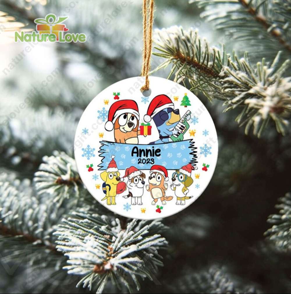 Custom Name Christmas Bluey Ornament Family Xmas Ornaments