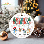 Custom Name Christmas Bluey Ornament for Family Xmas Decorations