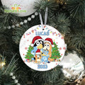 Custom Name Christmas Bluey Ornament for Family Xmas Tree Decoration
