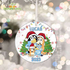 Custom Name Christmas Bluey Ornament for Family Xmas Tree Decoration