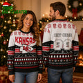 Custom Name Number Nfl Kansas City Chiefs Rugby Stadium Ugly Christmas Sweater