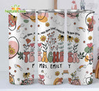 Wildflower Custom Teacher Name 20 oz Skinny Tumbler Back to School Gift