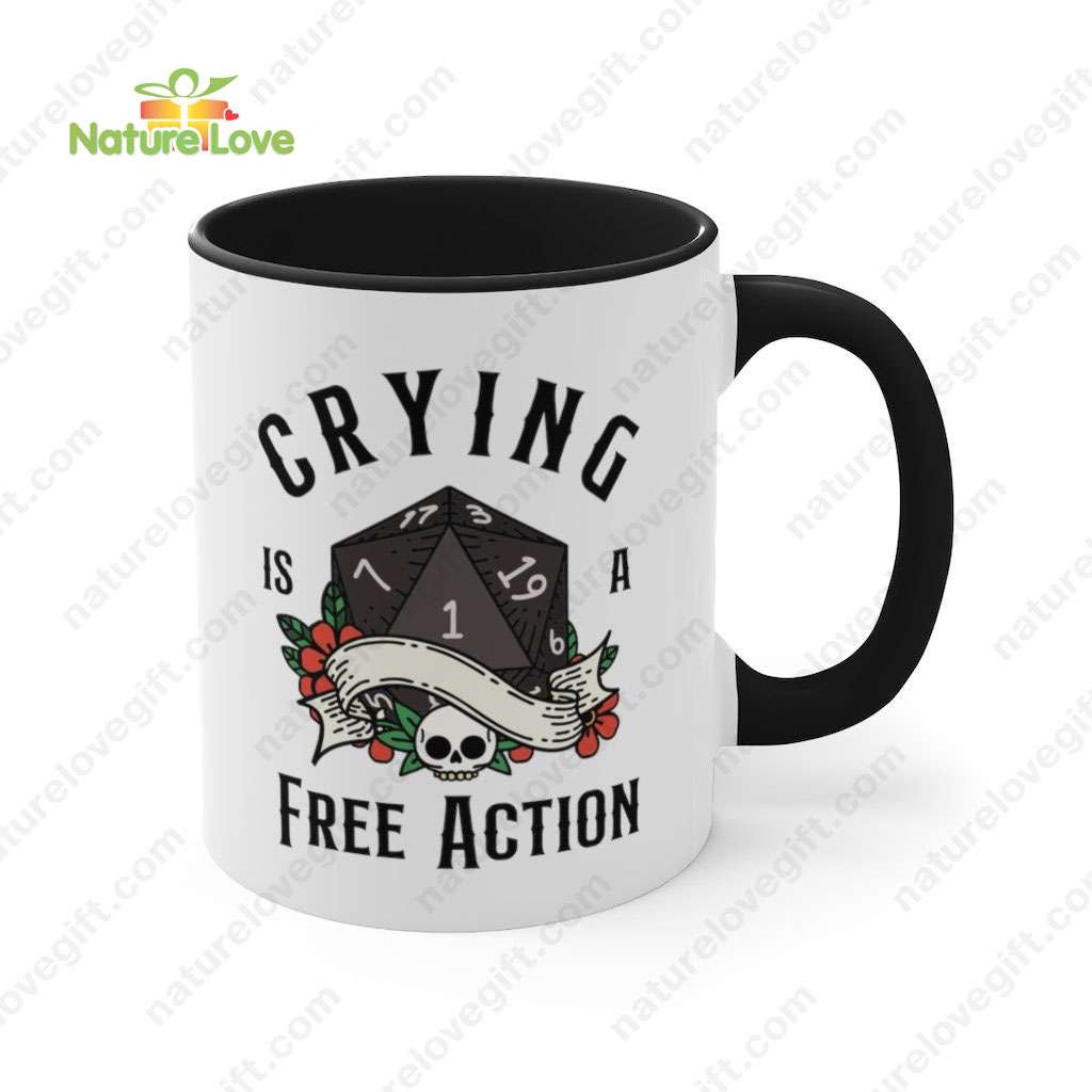 DND Crying Is A Free Action Mug DnD Dungeons and Dragons Gift