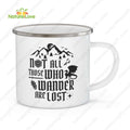 DND Not All Who Wander Lost Enamel Mug DnD Dungeons and Dragons Gift