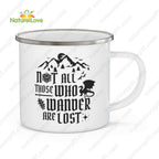 DND Not All Who Wander Lost Enamel Mug DnD Dungeons and Dragons Gift