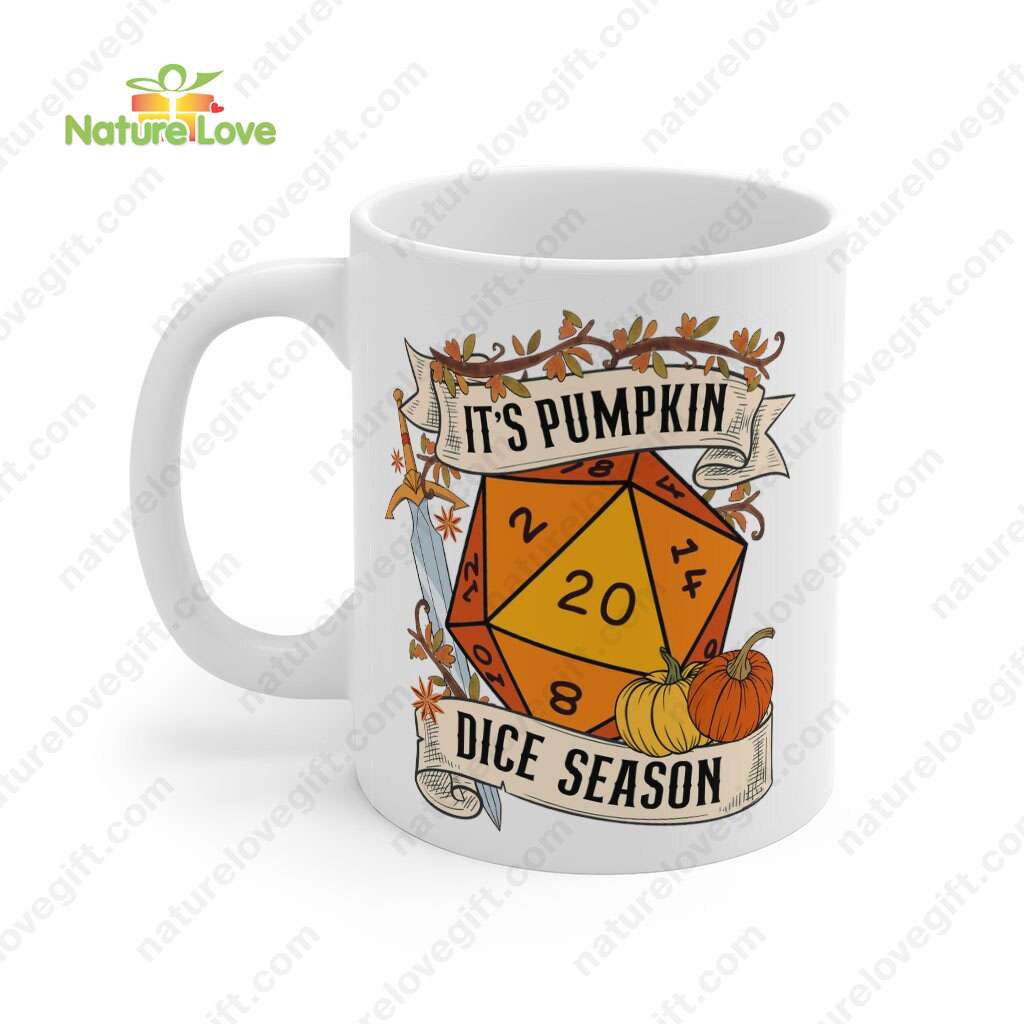 DND Fall Pumpkin Halloween Dice Mug DnD Dungeons and Dragons Gift