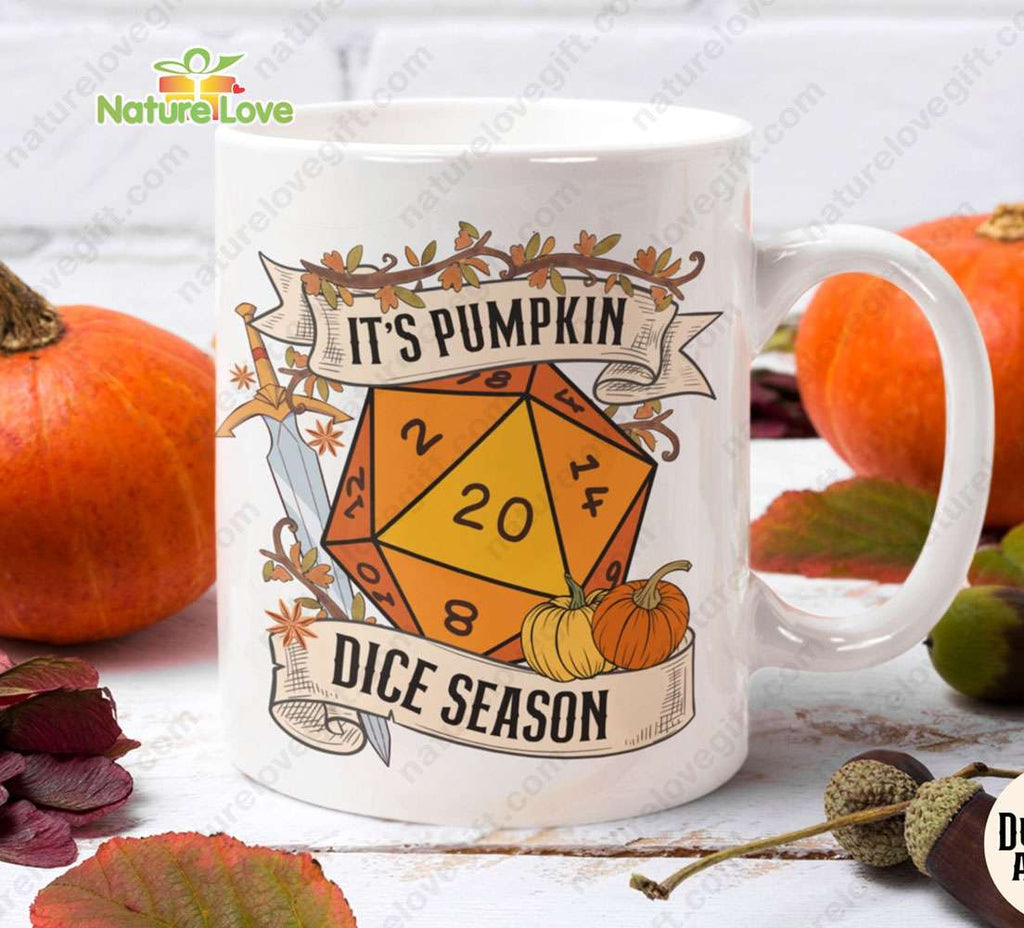 DND Fall Pumpkin Halloween Dice Mug DnD Dungeons and Dragons Gift