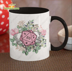 DND Flower Dice Coffee Mug DnD Dungeons and Dragons Gift