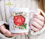 DND Merry Christmas Dice D20 Mug DnD Dungeons and Dragons Gift