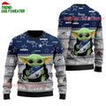Dallas Cowboys Baby Yoda Hug The Ball Christmas Ugly Sweater