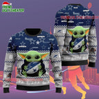 Dallas Cowboys Baby Yoda Hug The Ball Christmas Ugly Sweater