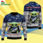Dallas Cowboys Baby Yoda Hug The Ball Christmas Ugly Sweater