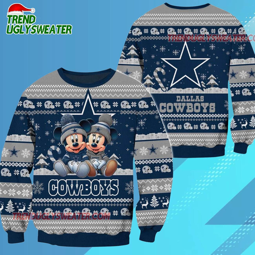 Dallas Cowboys NFL Mickey Minnie Ugly Christmas Sweater