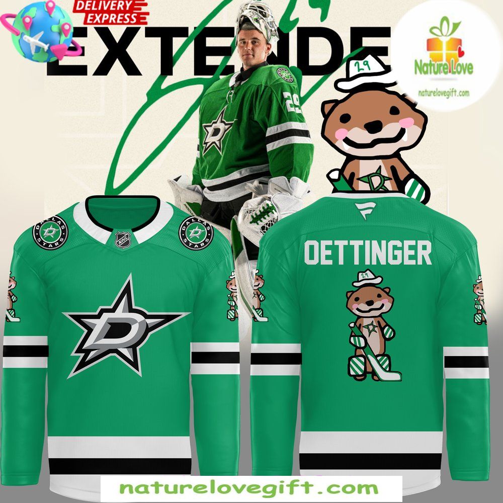 Dallas Stars Jake Oettinger Green Away Hockey Jersey