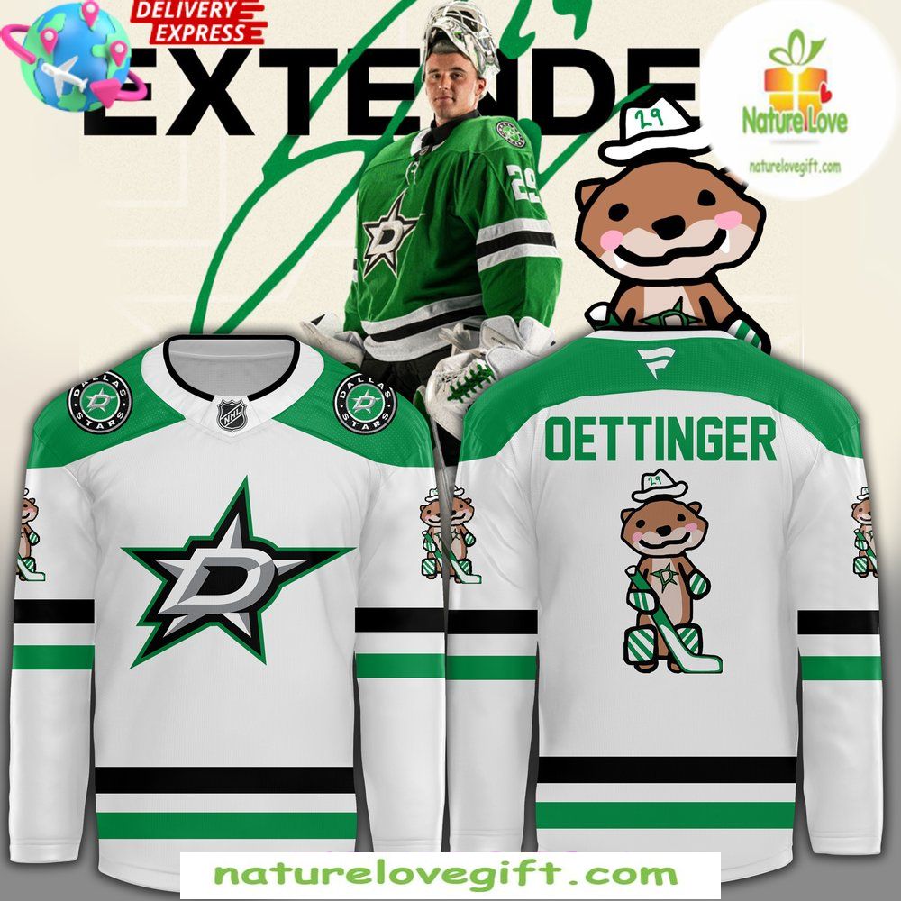 Dallas Stars Jake Oettinger White Away Hockey Jersey