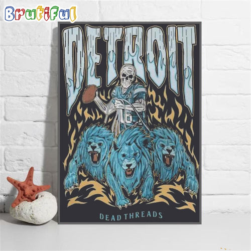 Dead Threads Detroit Lions Football 2024 Wall Art Poster Canvas