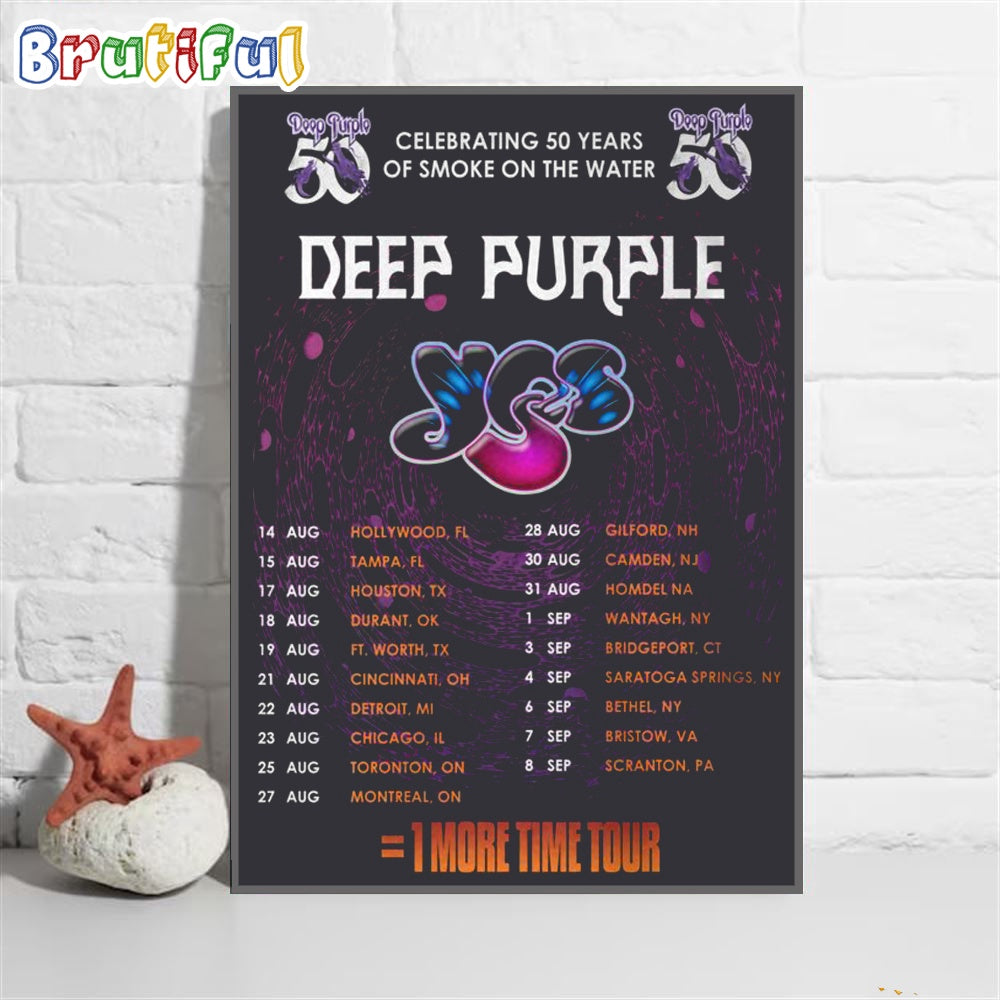 Deep Purple Celebrating 50 years Of Smoke On On The Water 1 More Time Tour Schedule Poster Canvas