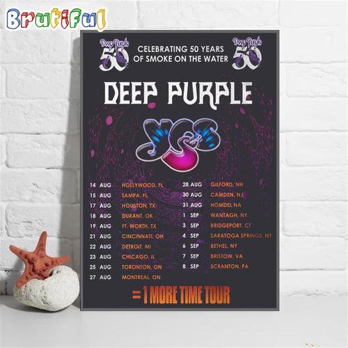 Deep Purple Celebrating 50 years Of Smoke On On The Water 1 More Time Tour Schedule Poster Canvas
