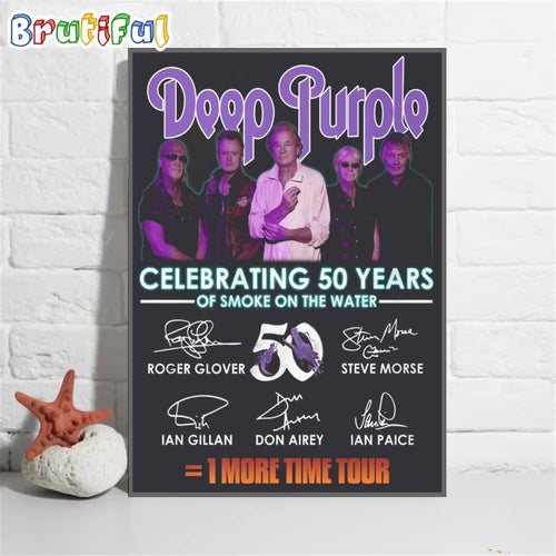 Deep Purple Celebrating 50 years Of Smoke On On The Water 1 More Time Tour Wall Art Poster Canvas