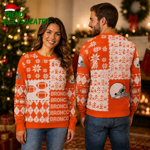 Denver Broncos Christmas Pattern Ugly Christmas Sweater
