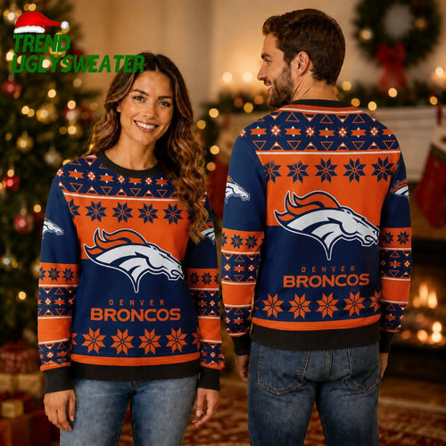 Denver Broncos Classic Snowburst Ugly Christmas Sweater