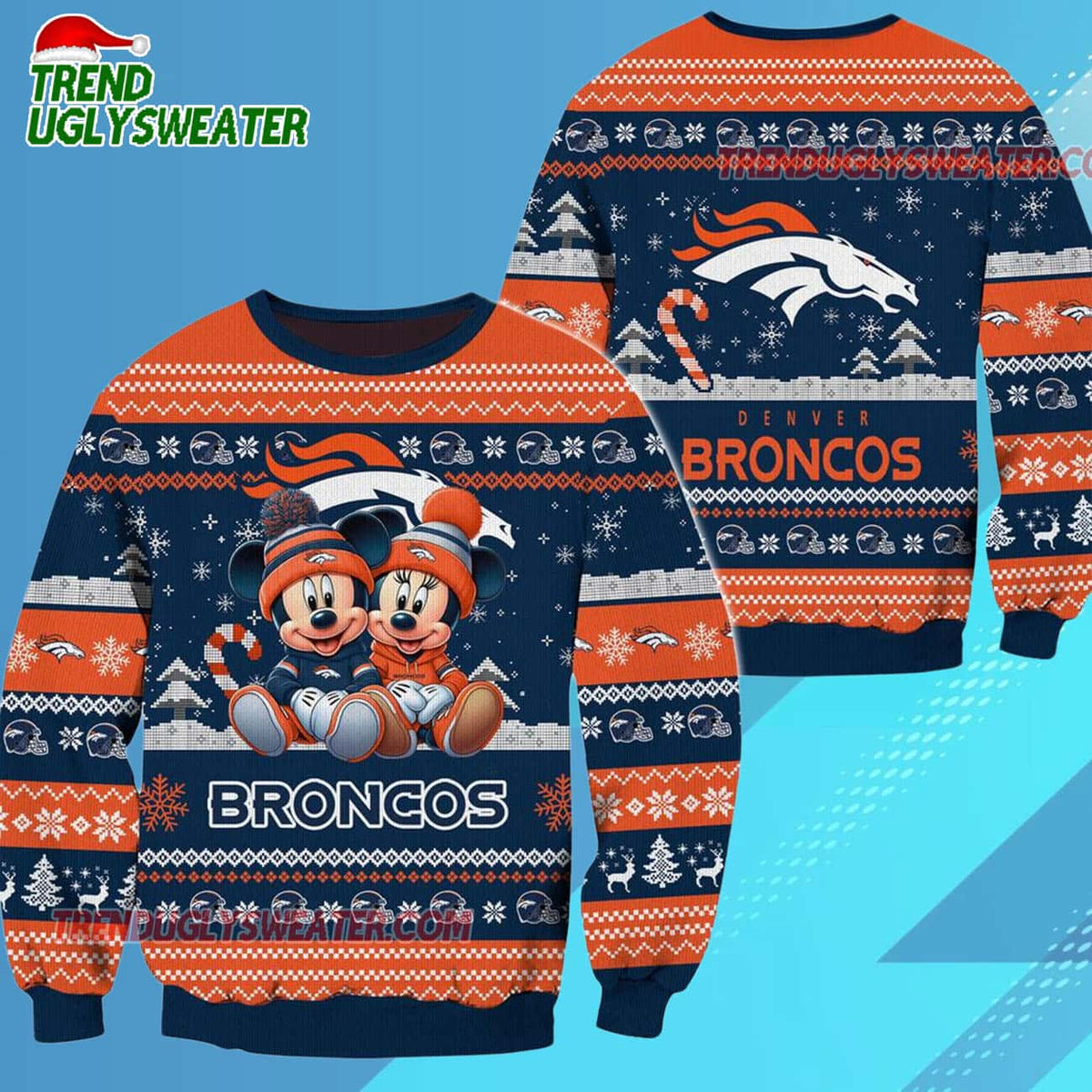Denver Broncos NFL Mickey Minnie Ugly Christmas Sweater