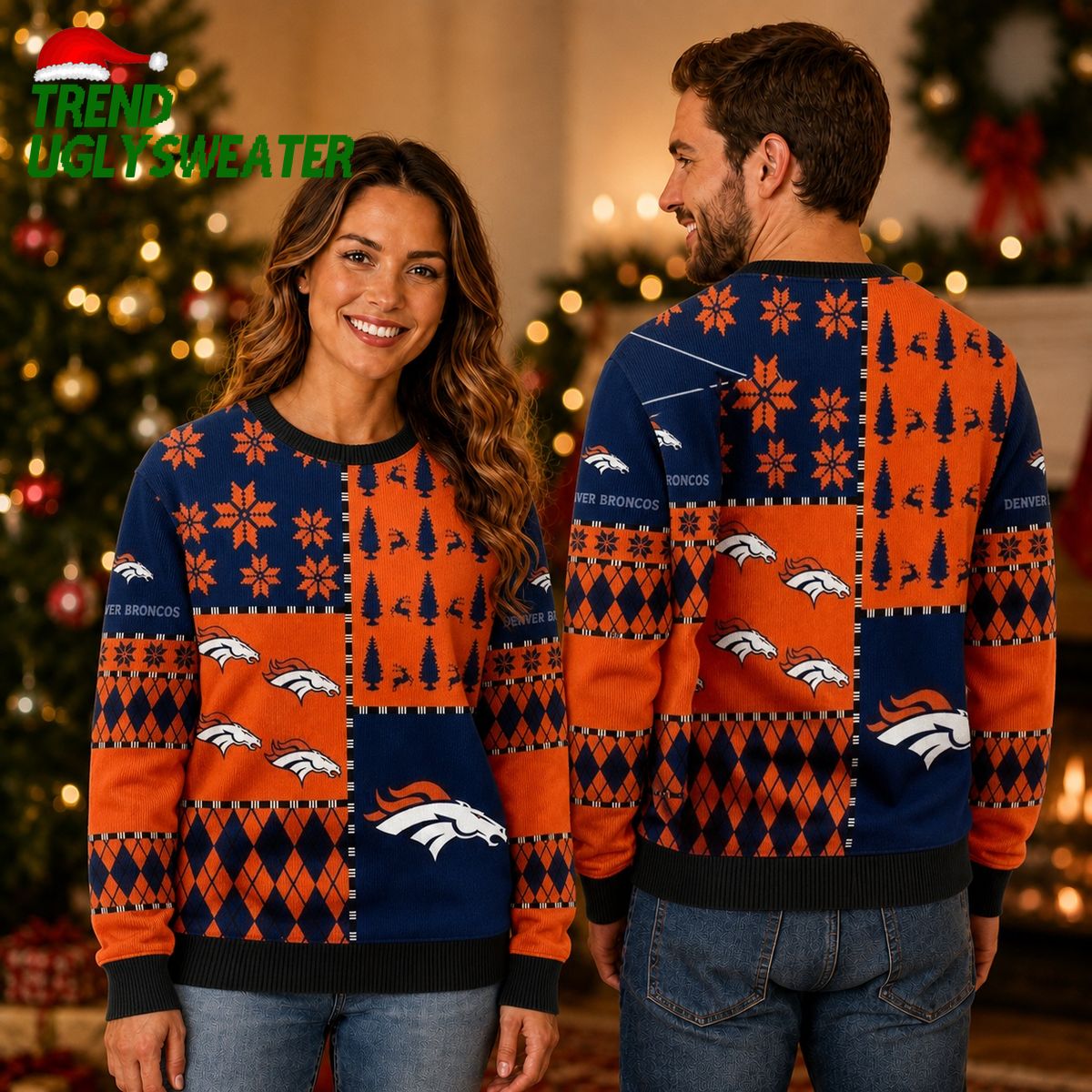 Denver Broncos Patchwork Ugly Christmas Sweater