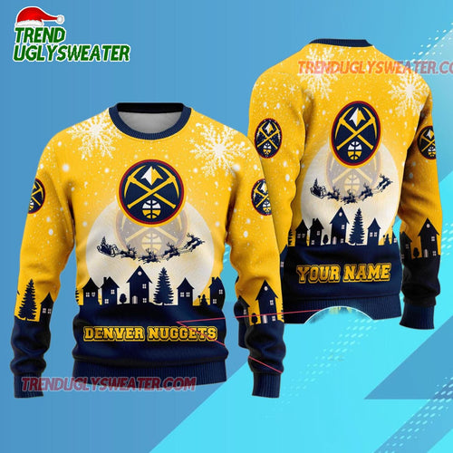 Personalized Denver Nuggets Sleigh Ride Dunk Ugly Christmas Sweater