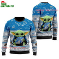 Detroit Lions Baby Yoda Hug The Ball Christmas Ugly Sweater