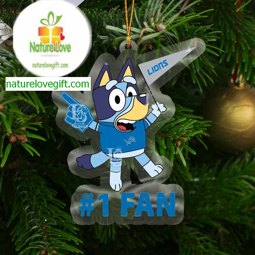 Detroit Lions Bluey 1st Fan NFL Acrylic Christmas Tree Decoration Ornament 18836