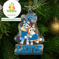 Detroit Lions Bluey And Bingo Acrylic Christmas Tree Decoration Ornament