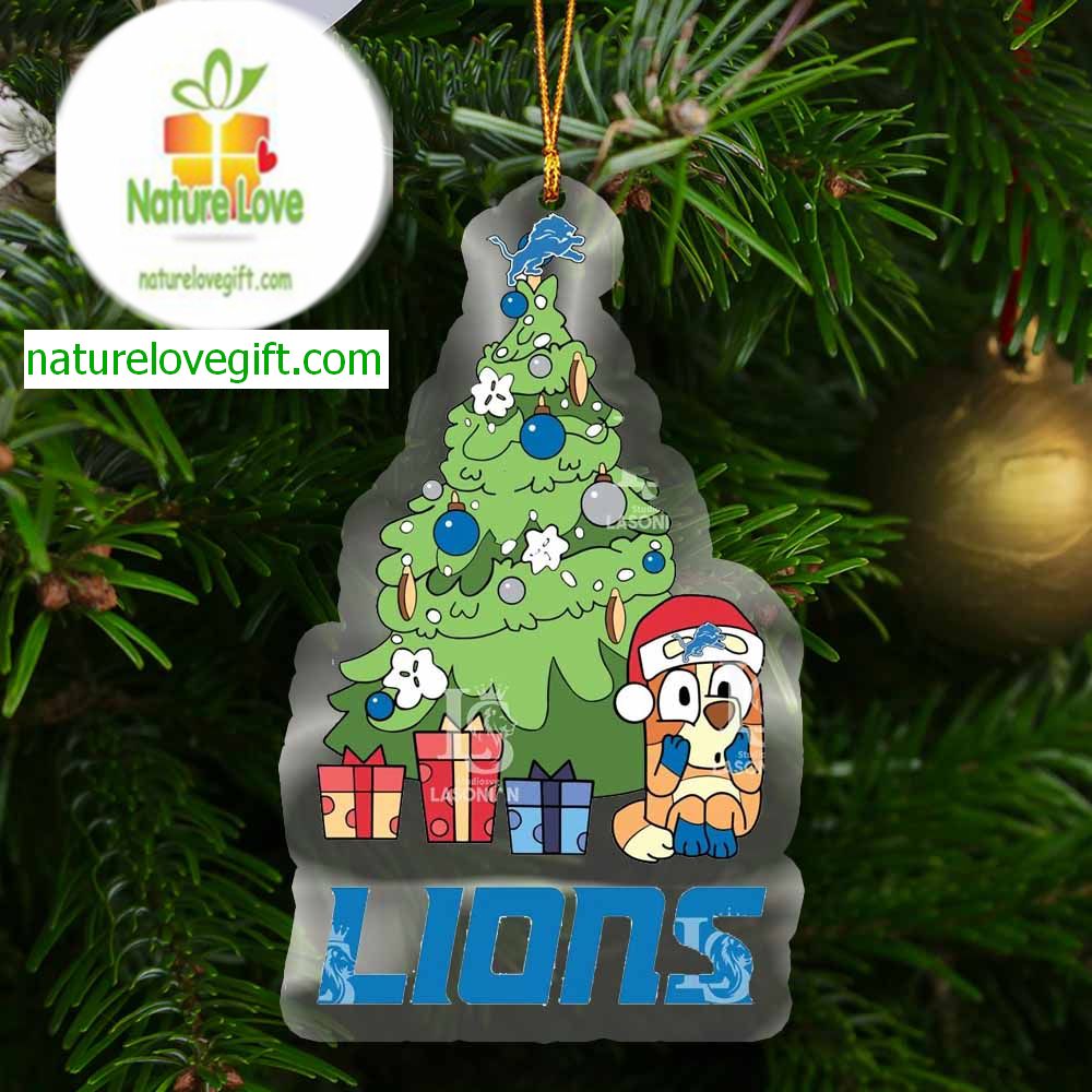 Detroit Lions Bluey Chilli Xmas NFL Acrylic Christmas Tree Decoration Ornament
