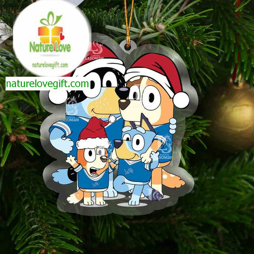 Detroit Lions Bluey Family Christmas Acrylic Decoration Christmas Tree Ornament