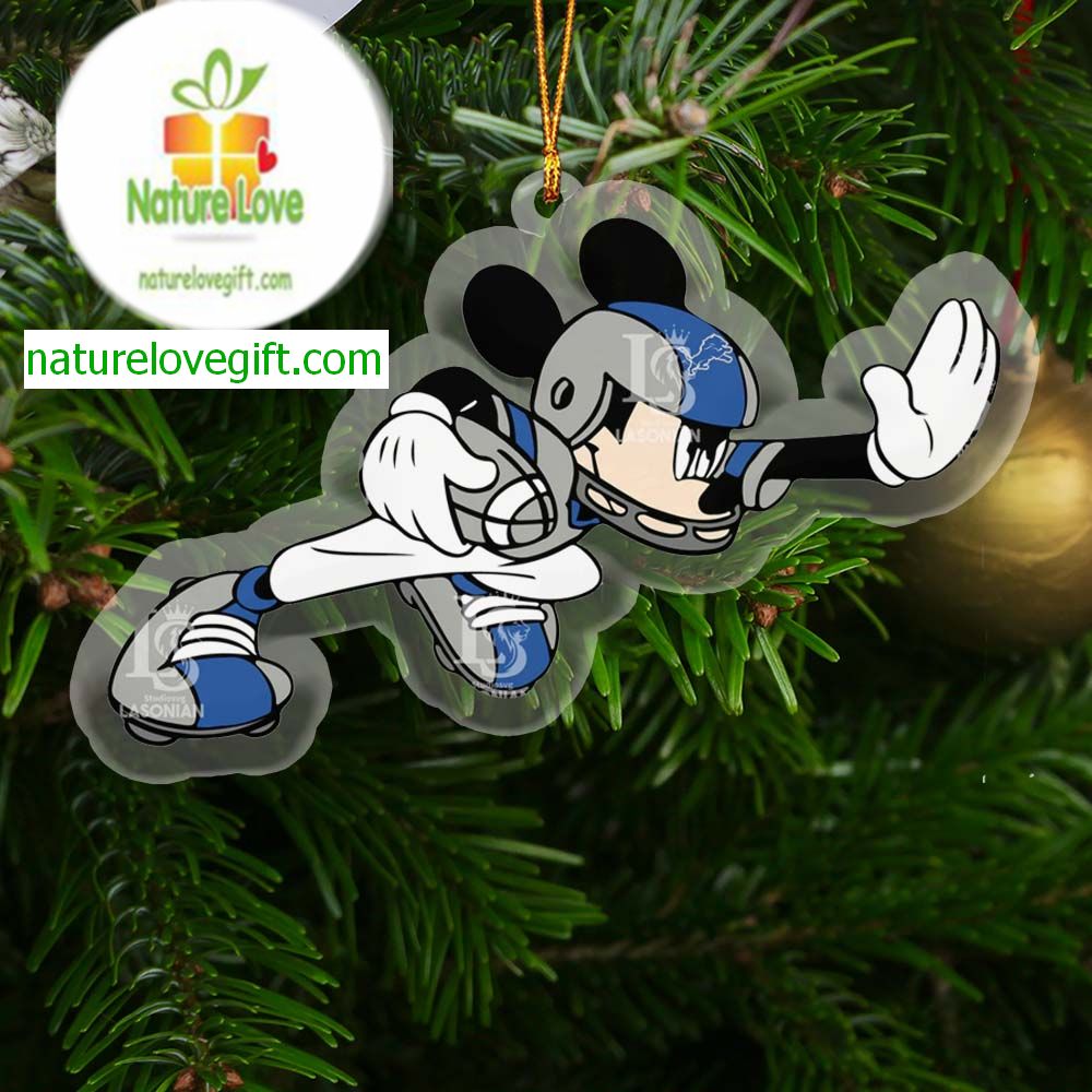 Detroit Lions Disney Mickey Mouse NFL Xmas Acrylic Christmas Tree Decor Ornament
