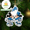 Detroit Lions Fan Minnie And Mickey Mouse Love NFL Acrylic Christmas Tree Decor Ornament