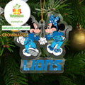 Detroit Lions Mickey Minnie Valentine Rugby NFL Acrylic Christmas Tree Decor Ornament