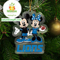 Detroit Lions Mickey Mouse Minnie NFL Football Acrylic Christmas Tree Decor Ornament