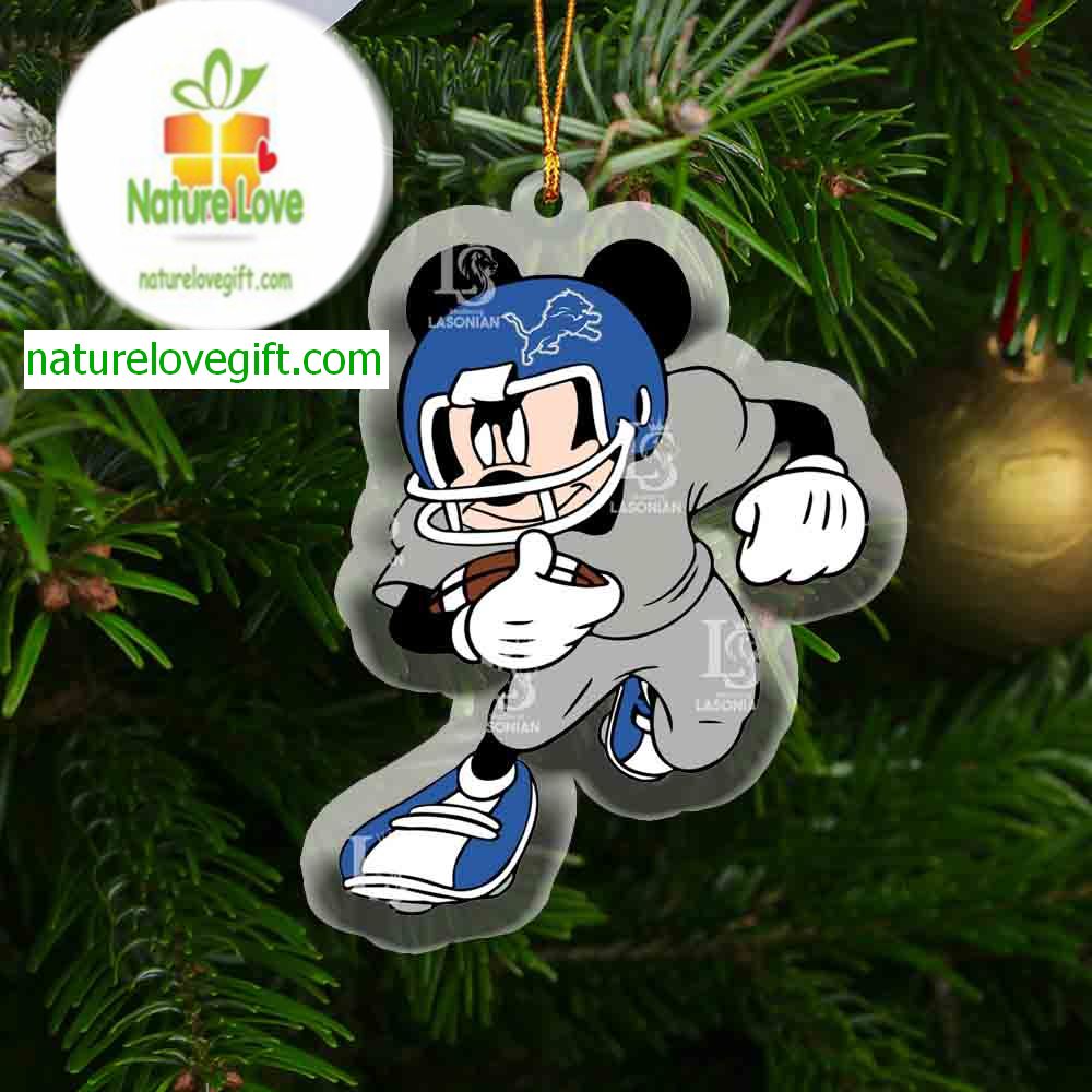 Detroit Lions NFL Disney Mickey Mouse Acrylic Christmas Tree Decoration Ornament