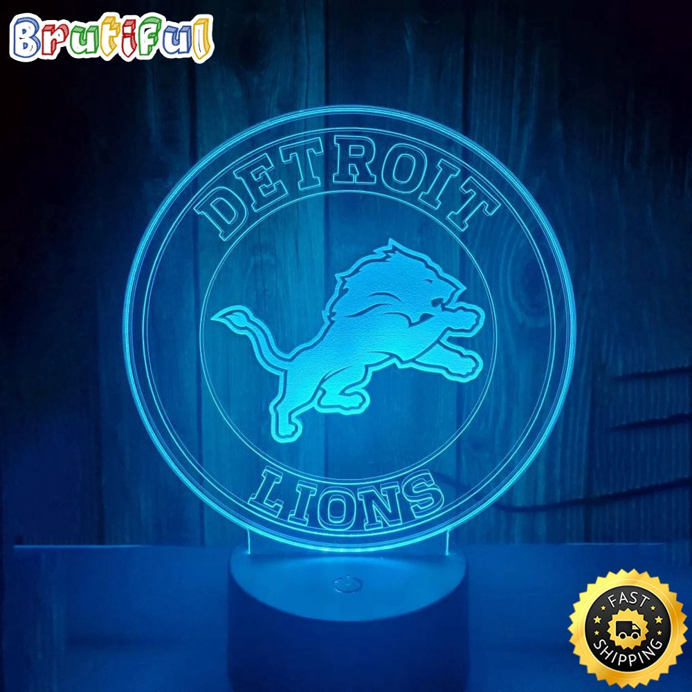 Detroit Lions Night Light Football 3D Illusion LED Lamp