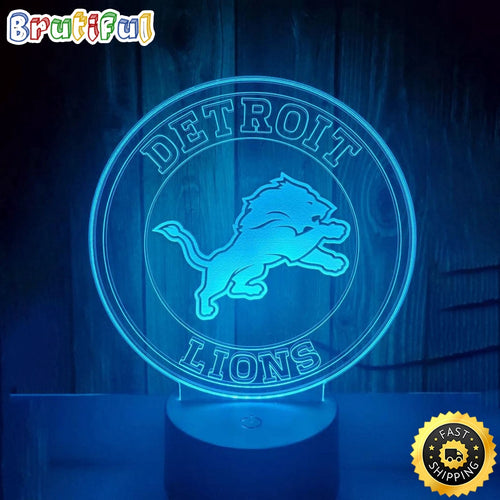 Detroit Lions Night Light Football 3D Illusion LED Lamp